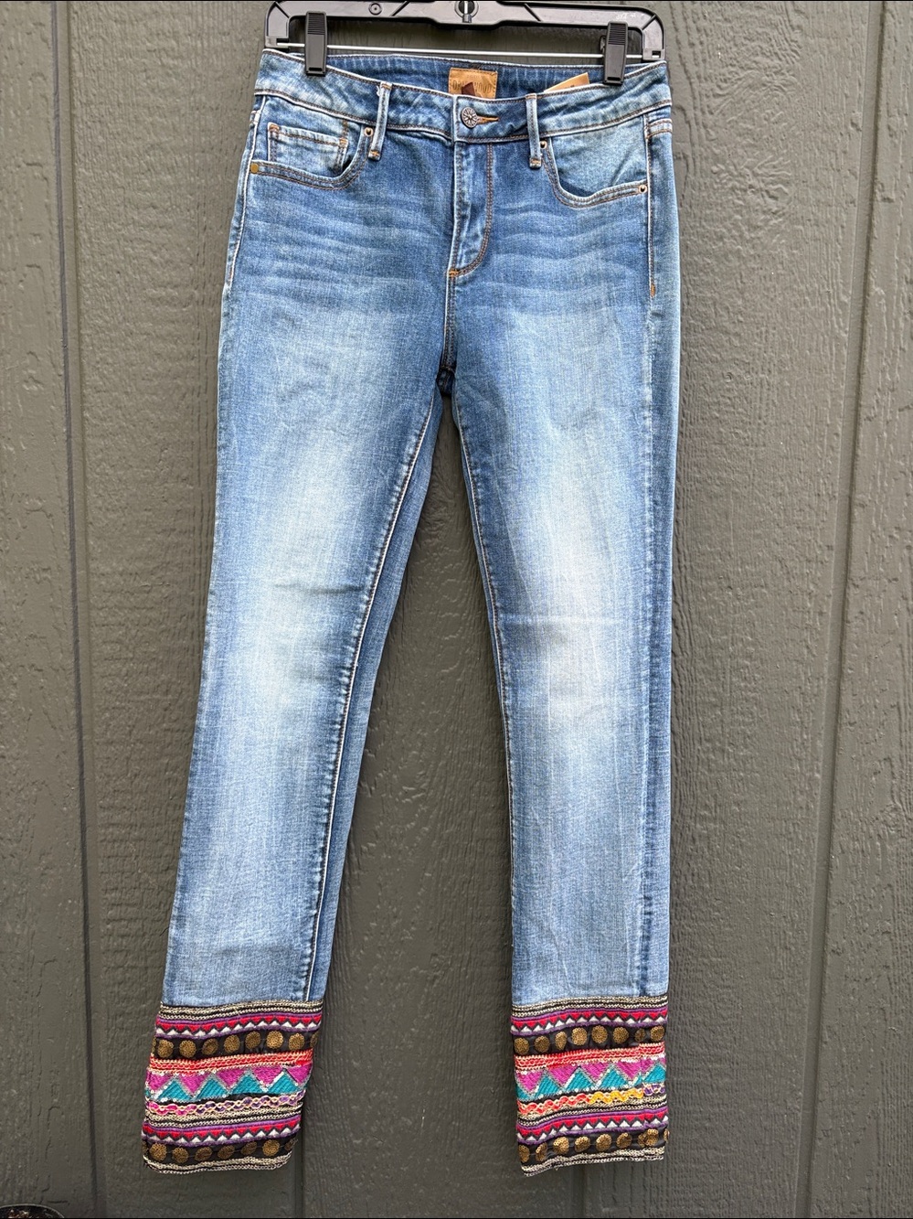 DRIFTWOOD Blue Jeans with Colorful Embellished Cuffs 26